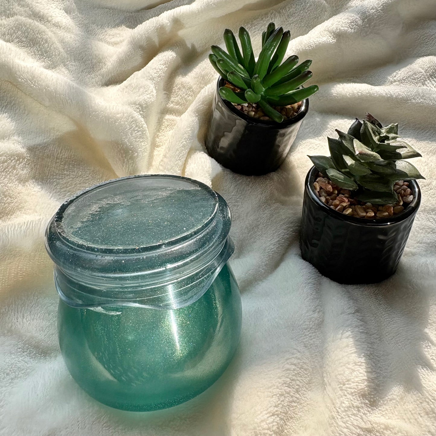 Teal Mirage Resin Jar
