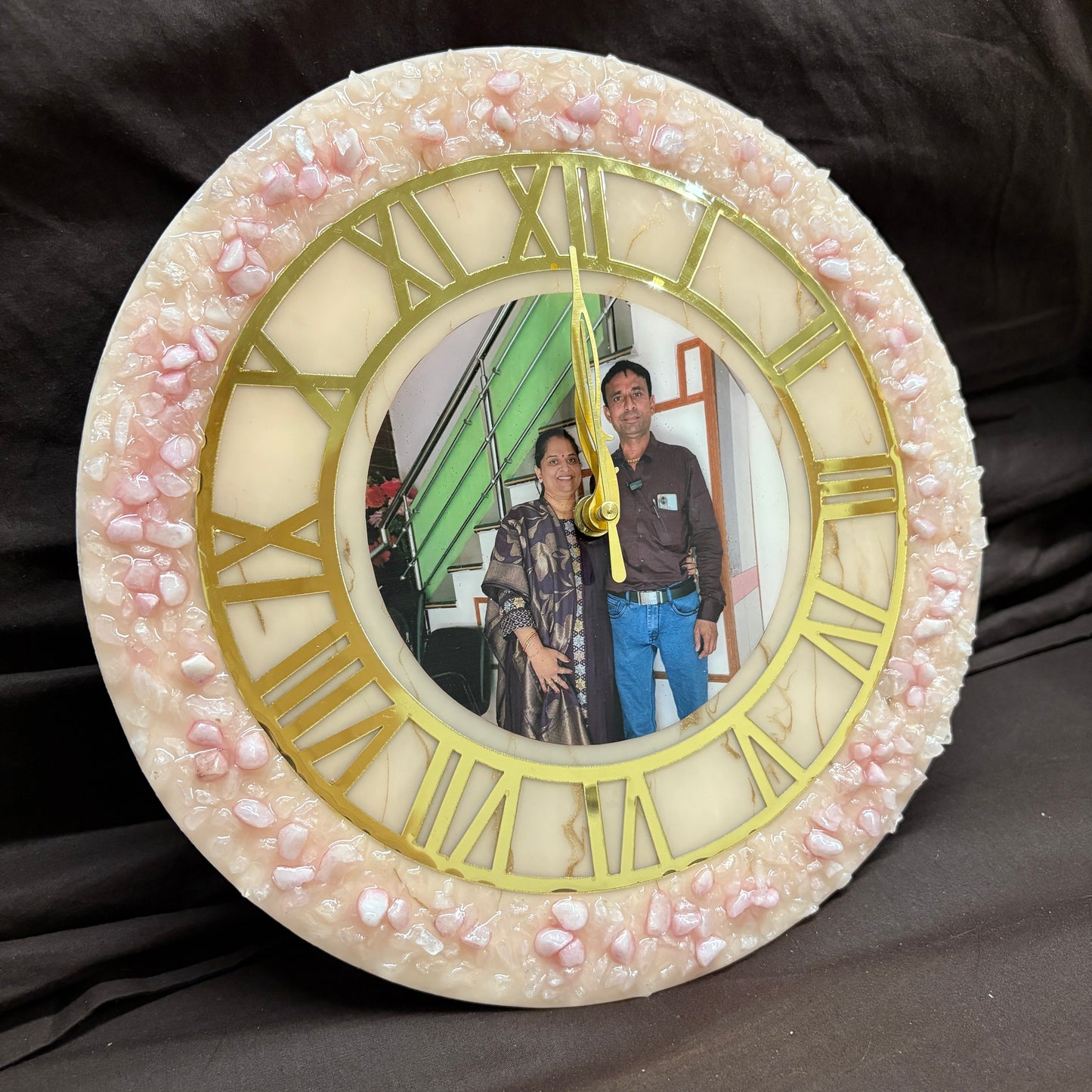 Rosy Glow Resin Clock