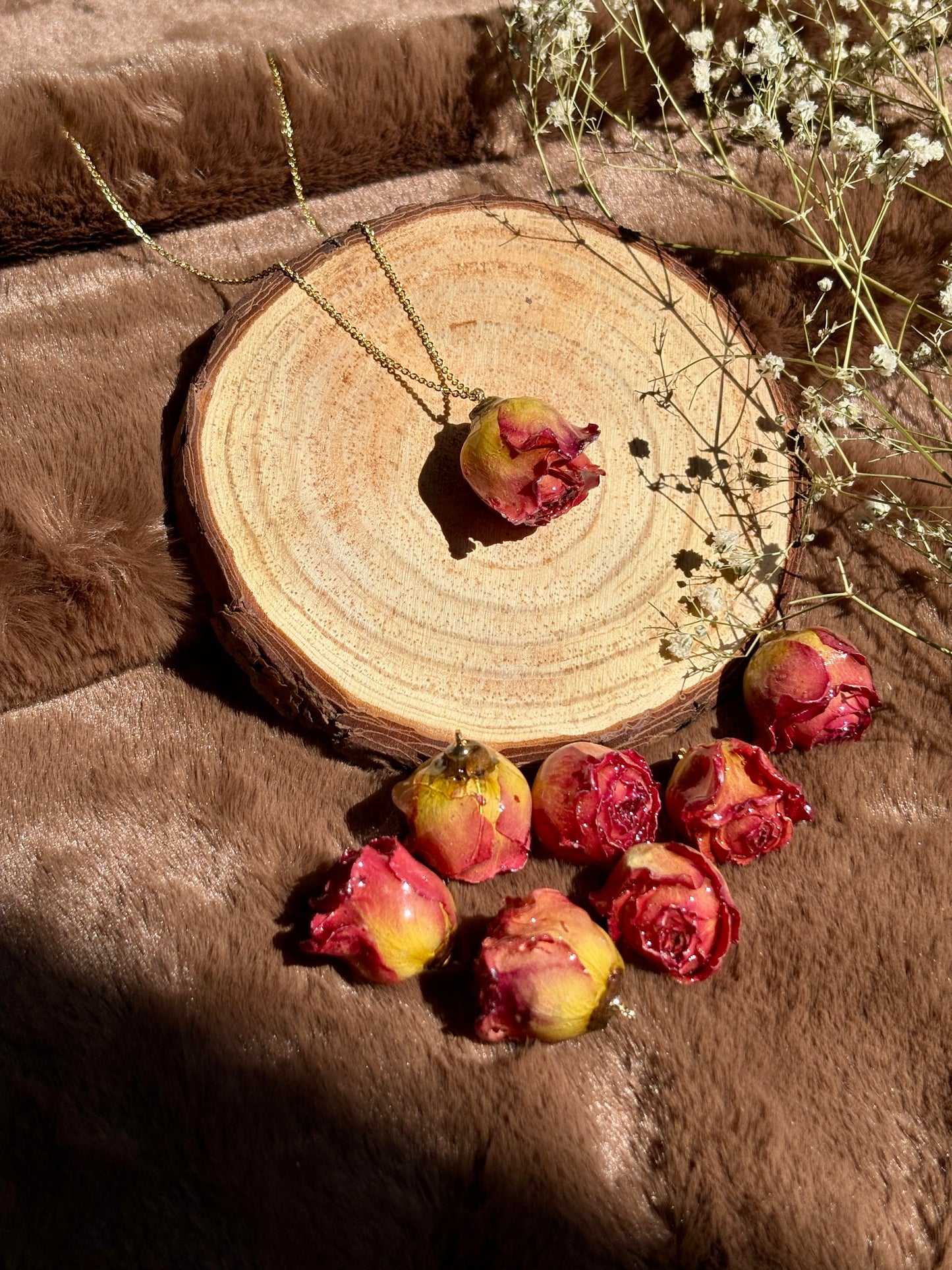 Amber Rosebud Necklace