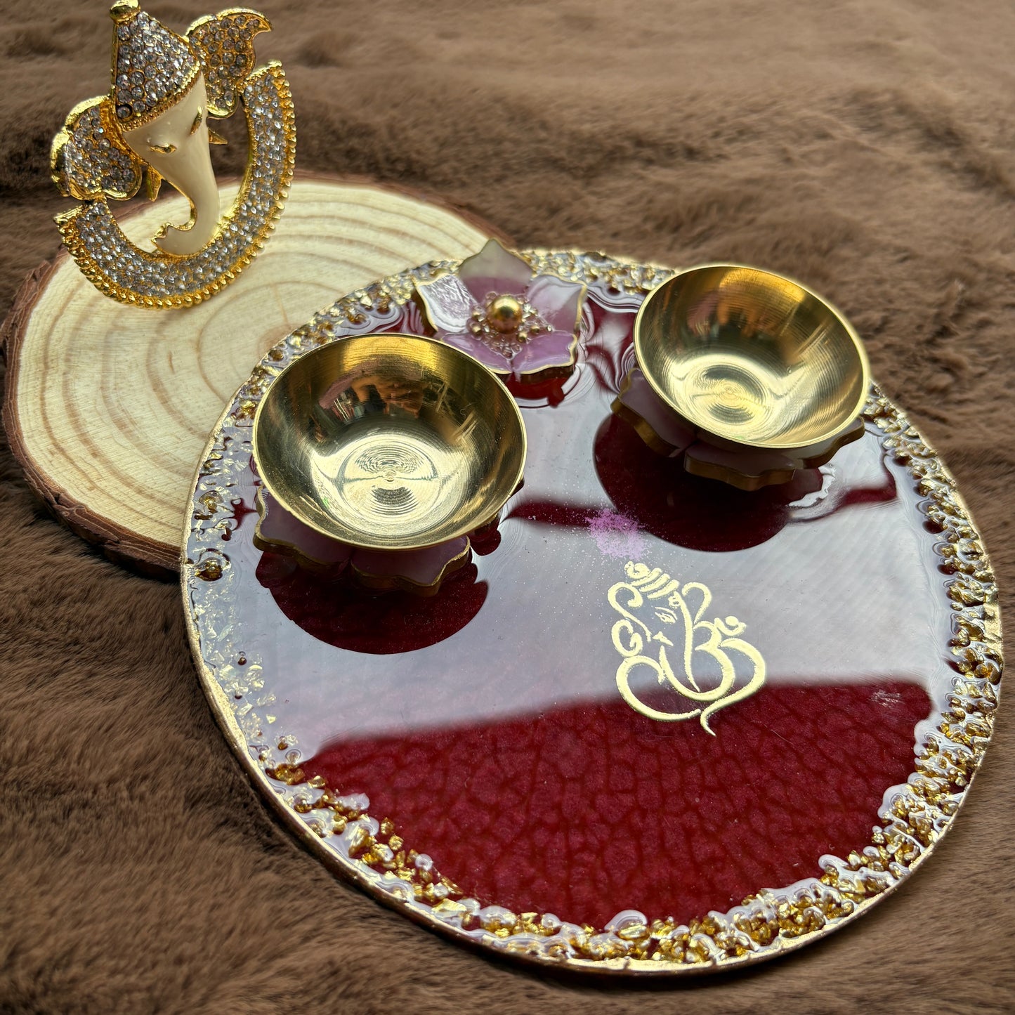 Red Aura Resin Tilak Plate
