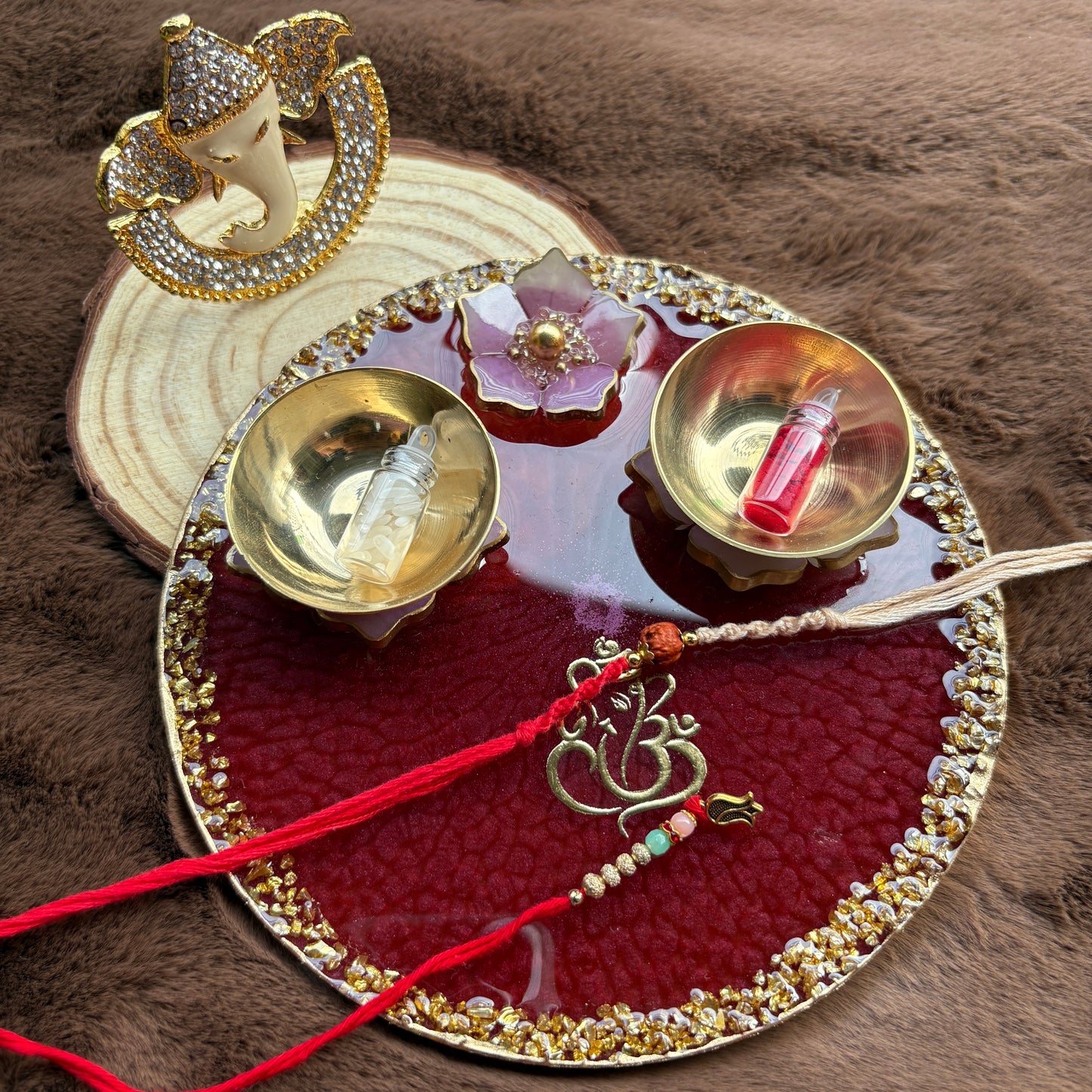Red Aura Tilak Plate