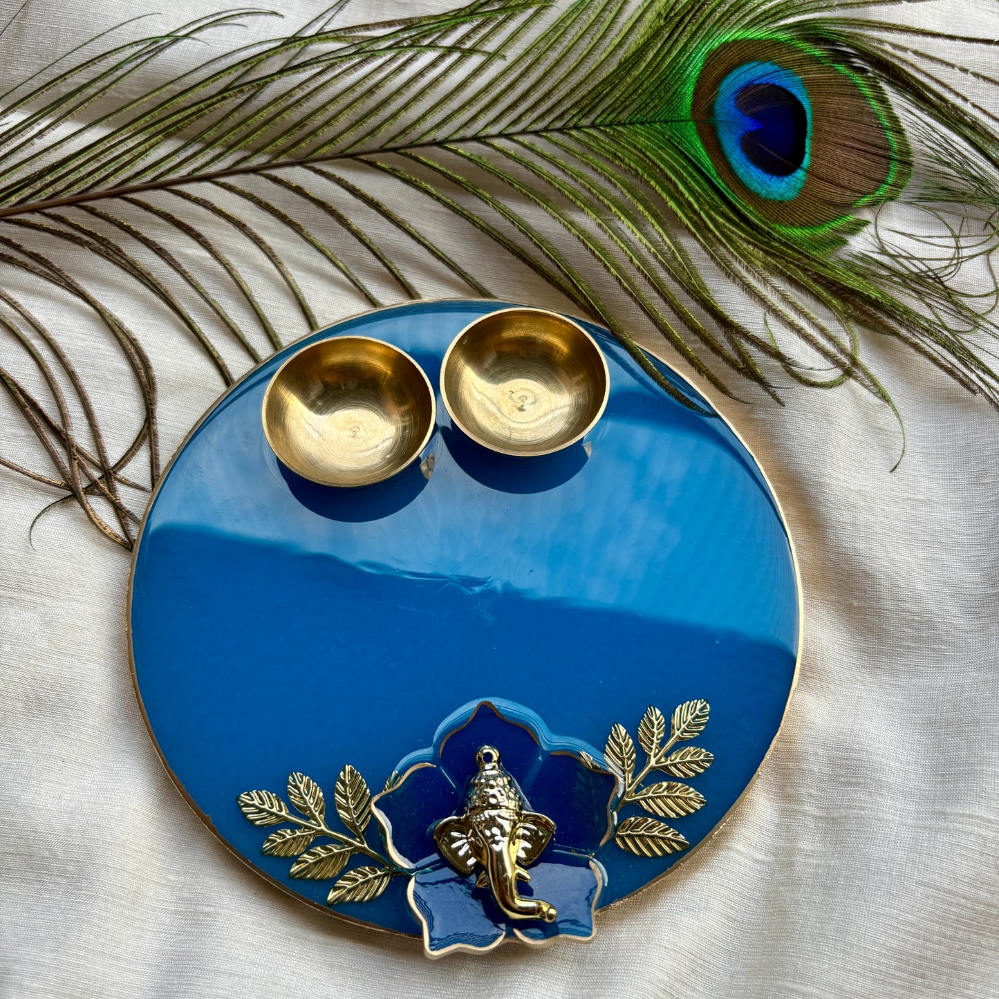 Blue Blossom Resin Tilak Plate
