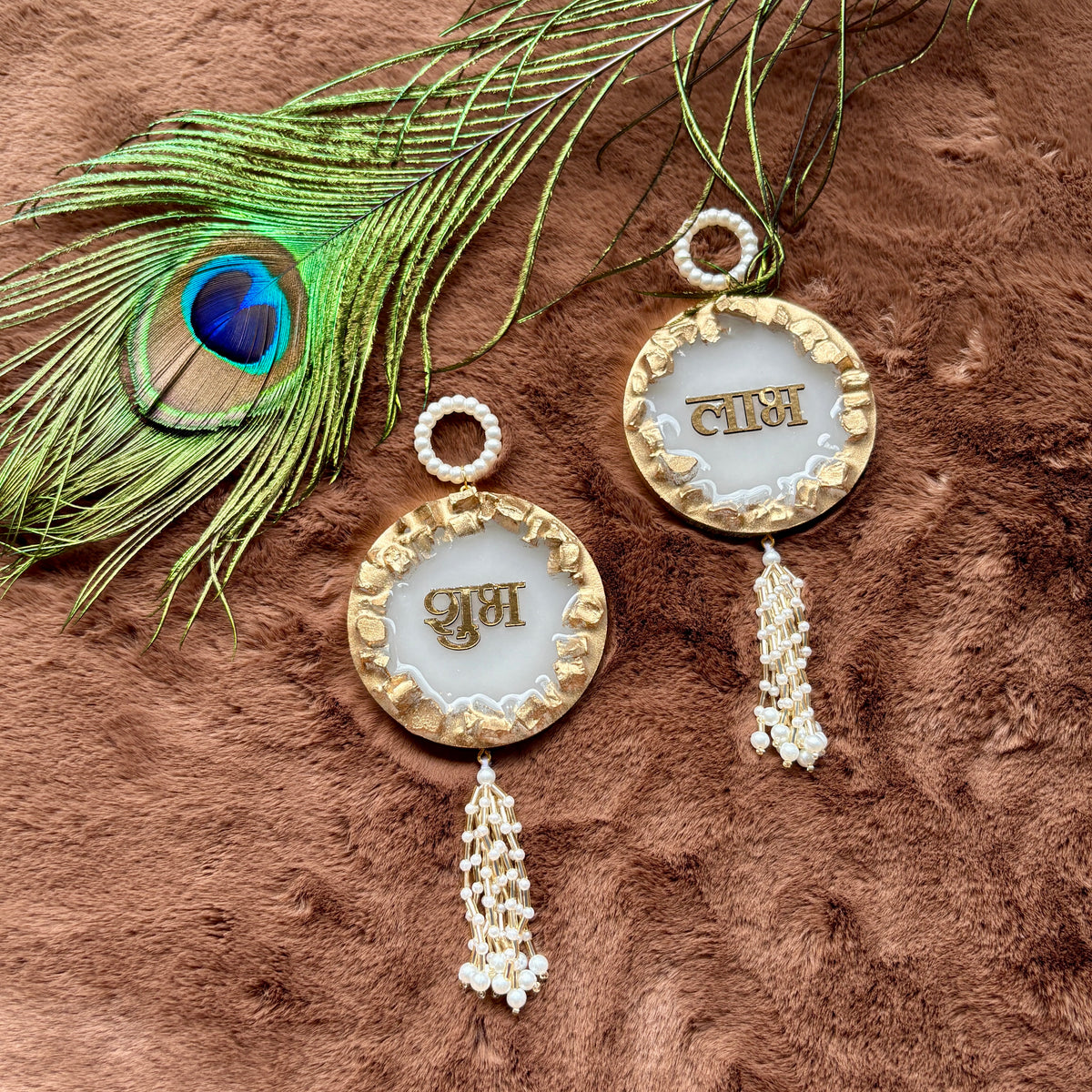 Golden Pearl Resin Shubh Labh Hanging