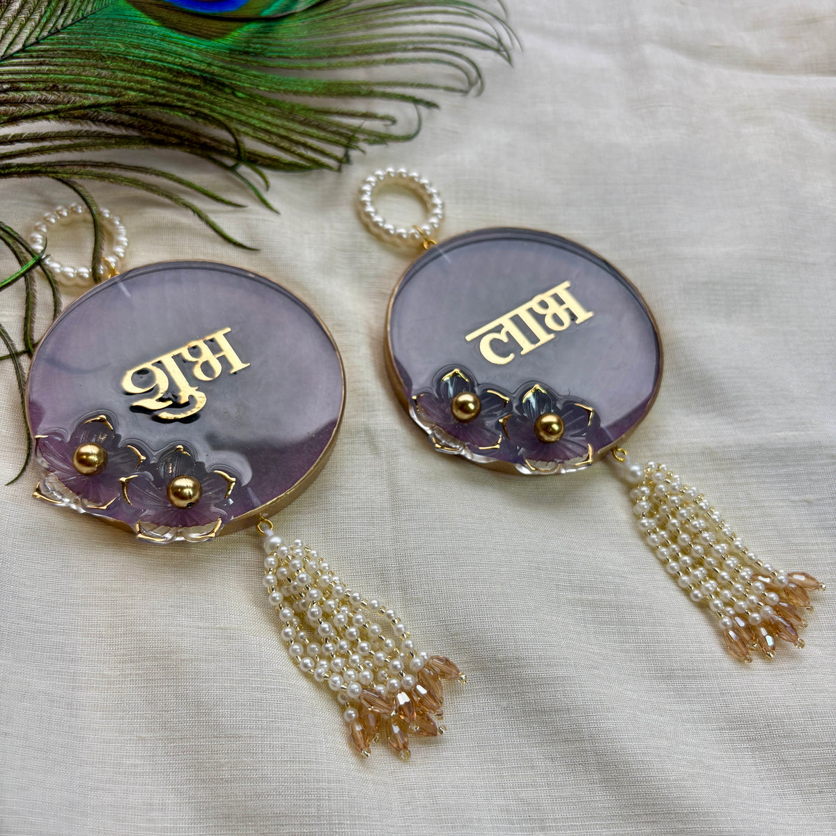 Amethyst Pearl Resin Shubh Labh Hanging