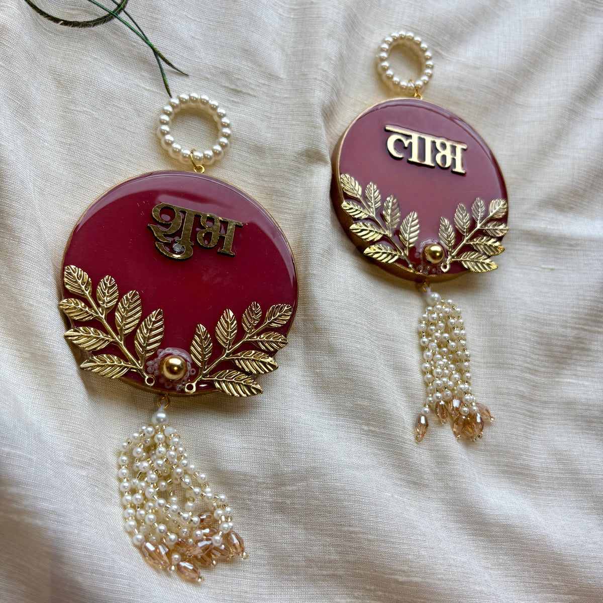 Burgundy Royale Resin Shubh Labh Hanging