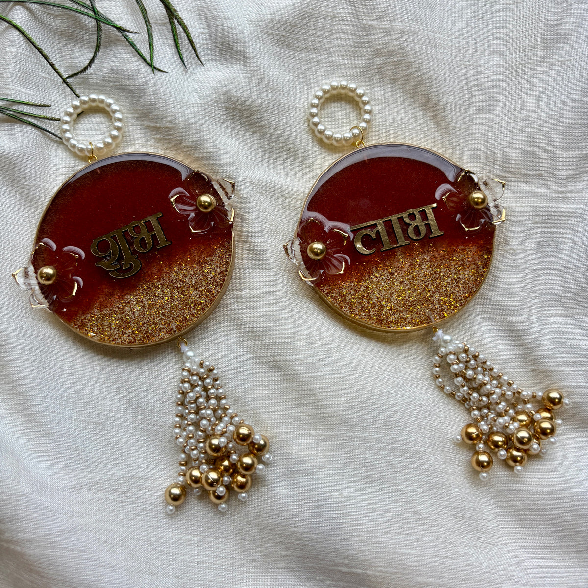 Ruby Sparkle Resin Shubh Labh Hanging