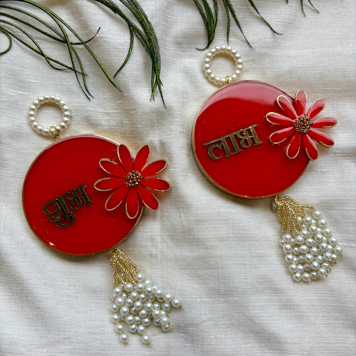 Ruby Blossom Resin Shubh Labh Hanging