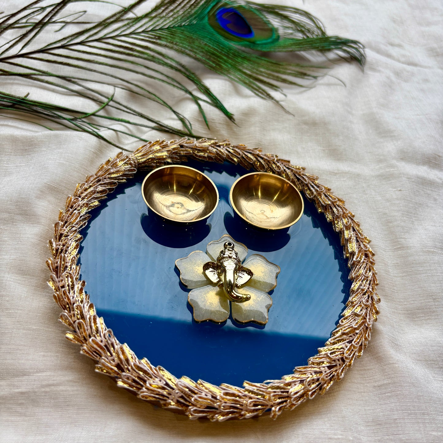 Royal Sapphire Ganesha Resin Tilak Plate