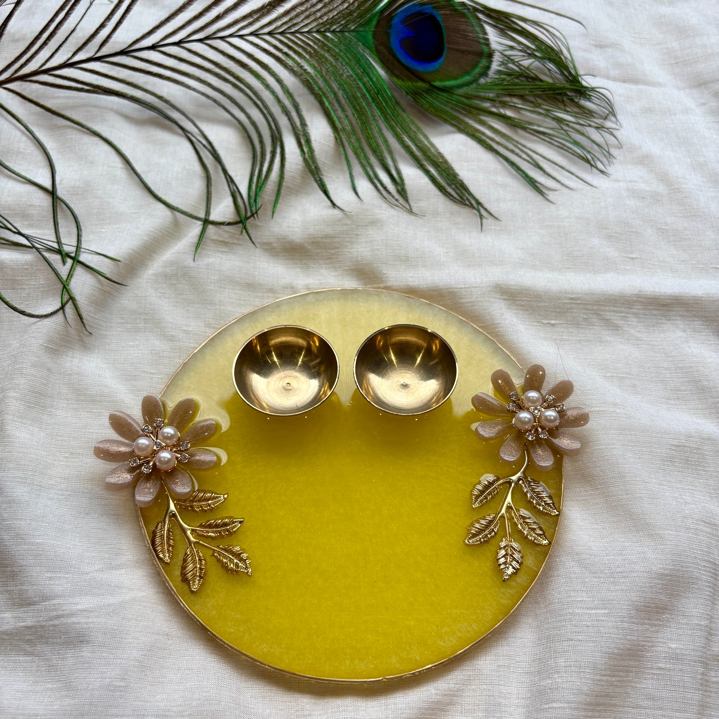 Golden Bloom Resin Tilak Plate