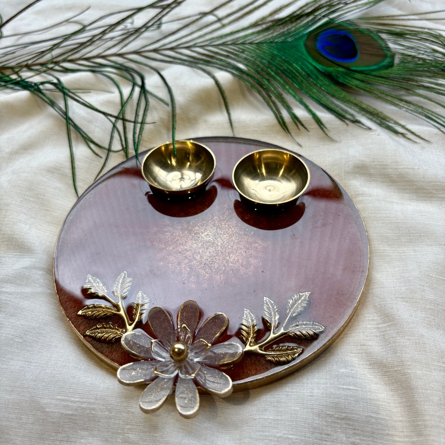 Rose Bloom Resin Tilak Plate
