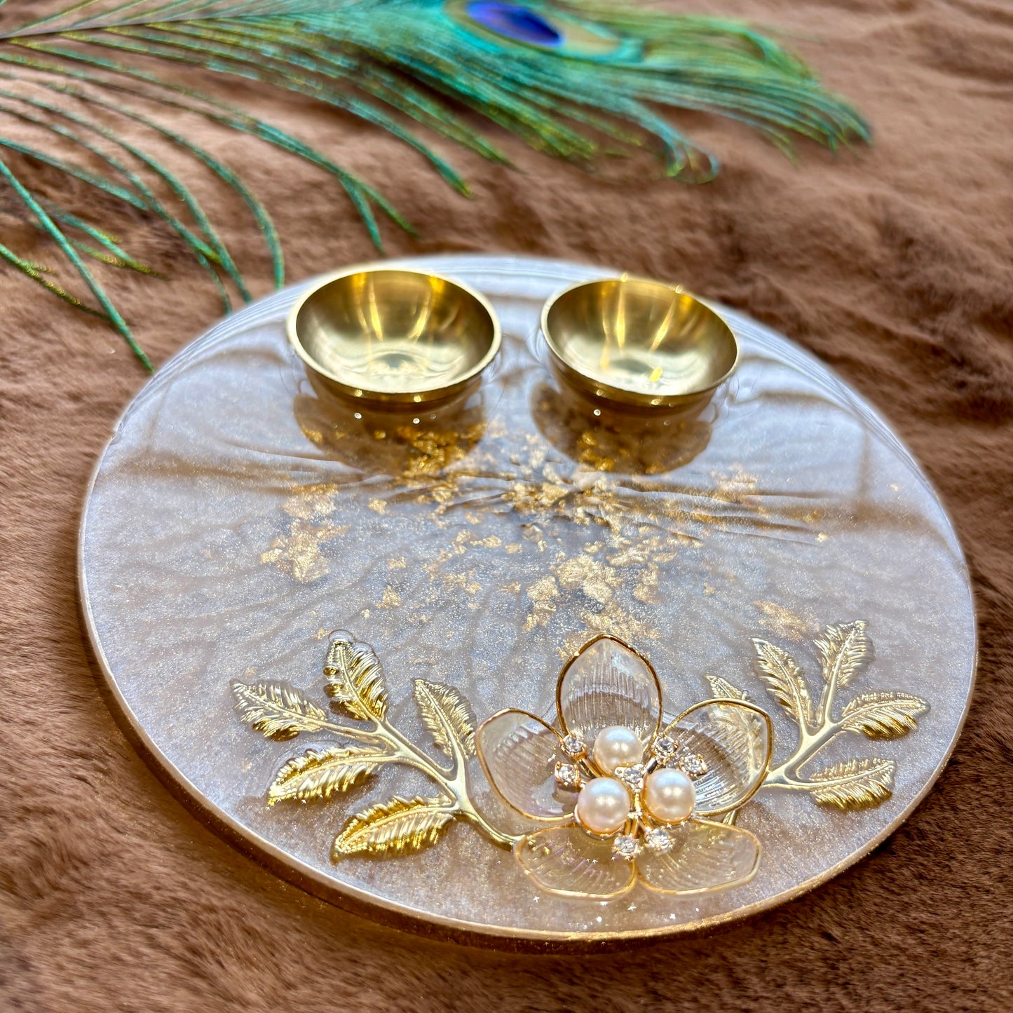 Ivory Blossom Resin Tilak Plate