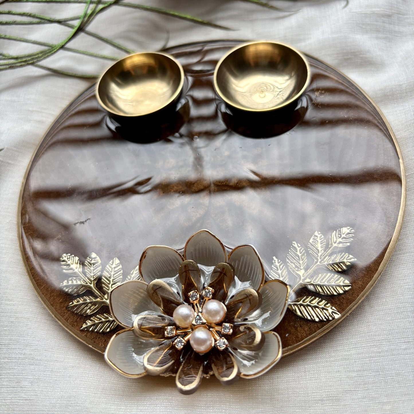Mocha Blossom Resin Tilak Plate