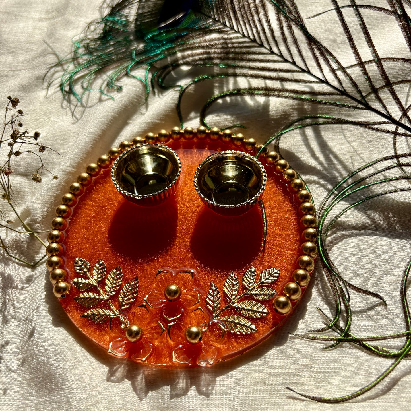 Amber Flora Heritage Resin Tilak Plate