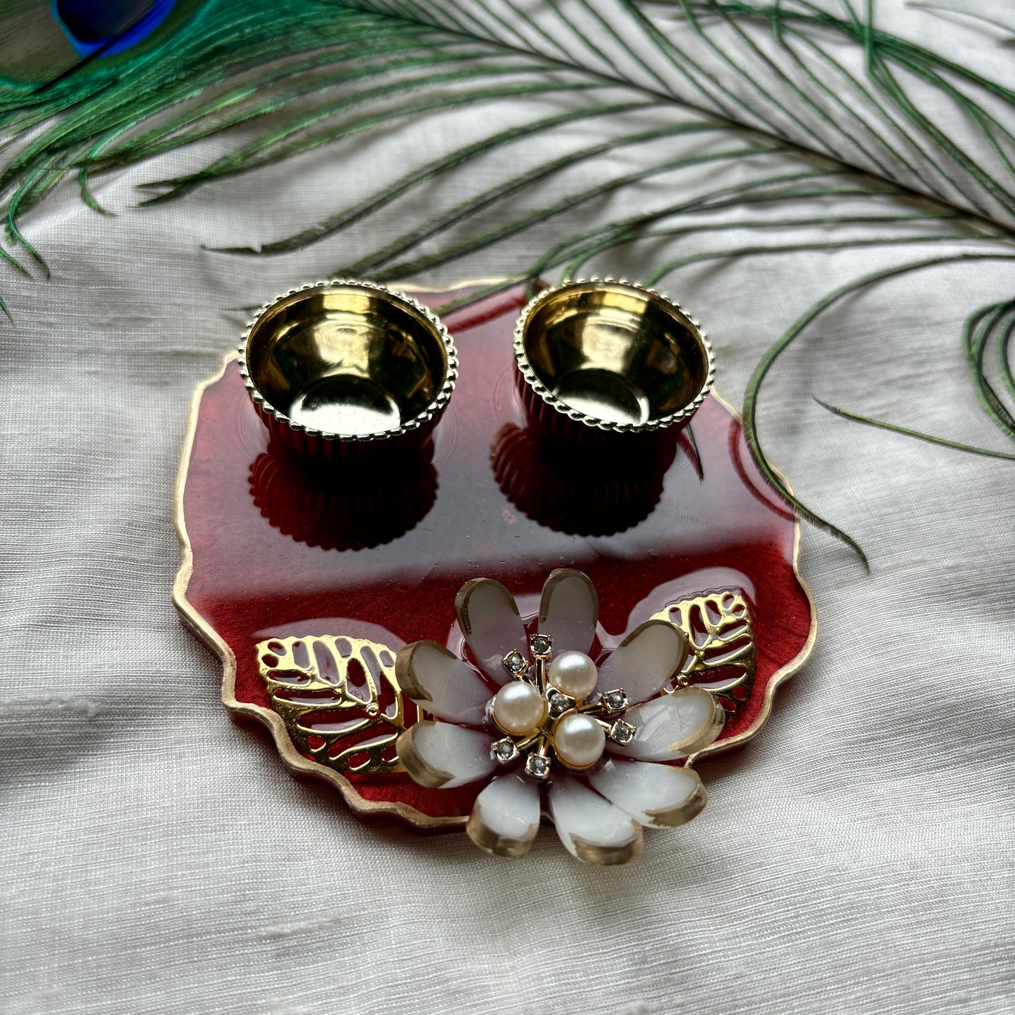 Ruby Blossom Resin Tilak Plate