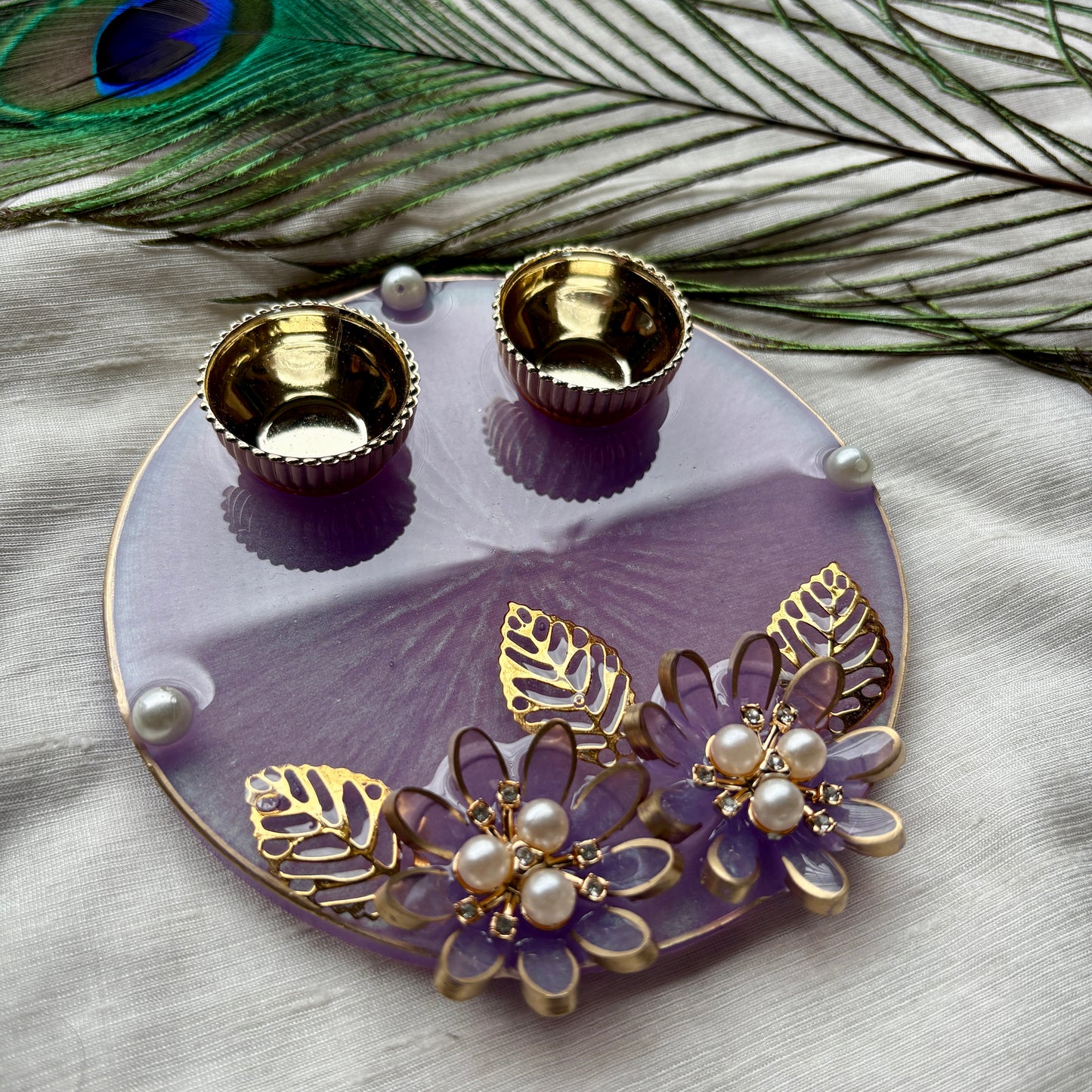 Lavender Pearl Bloom Resin Tilak Plate