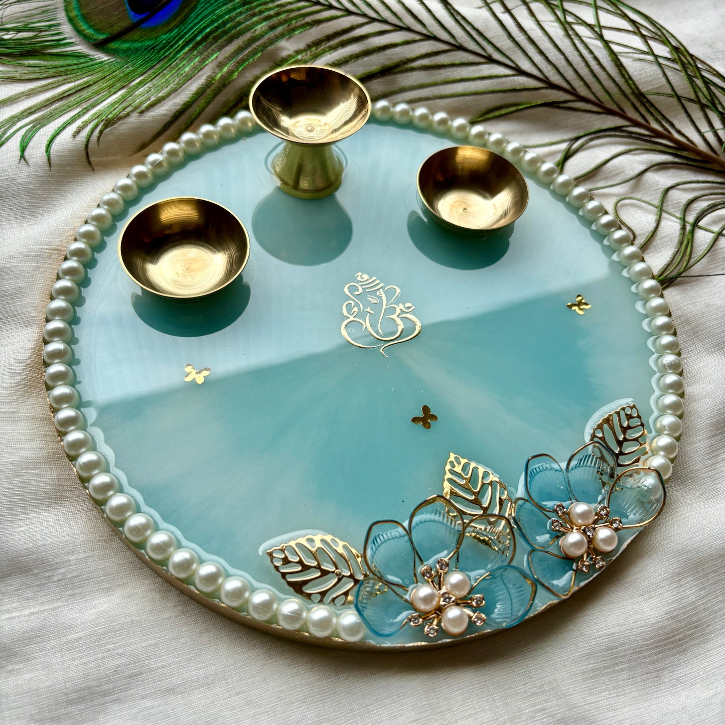 Sky Bloom Resin Tilak Plate