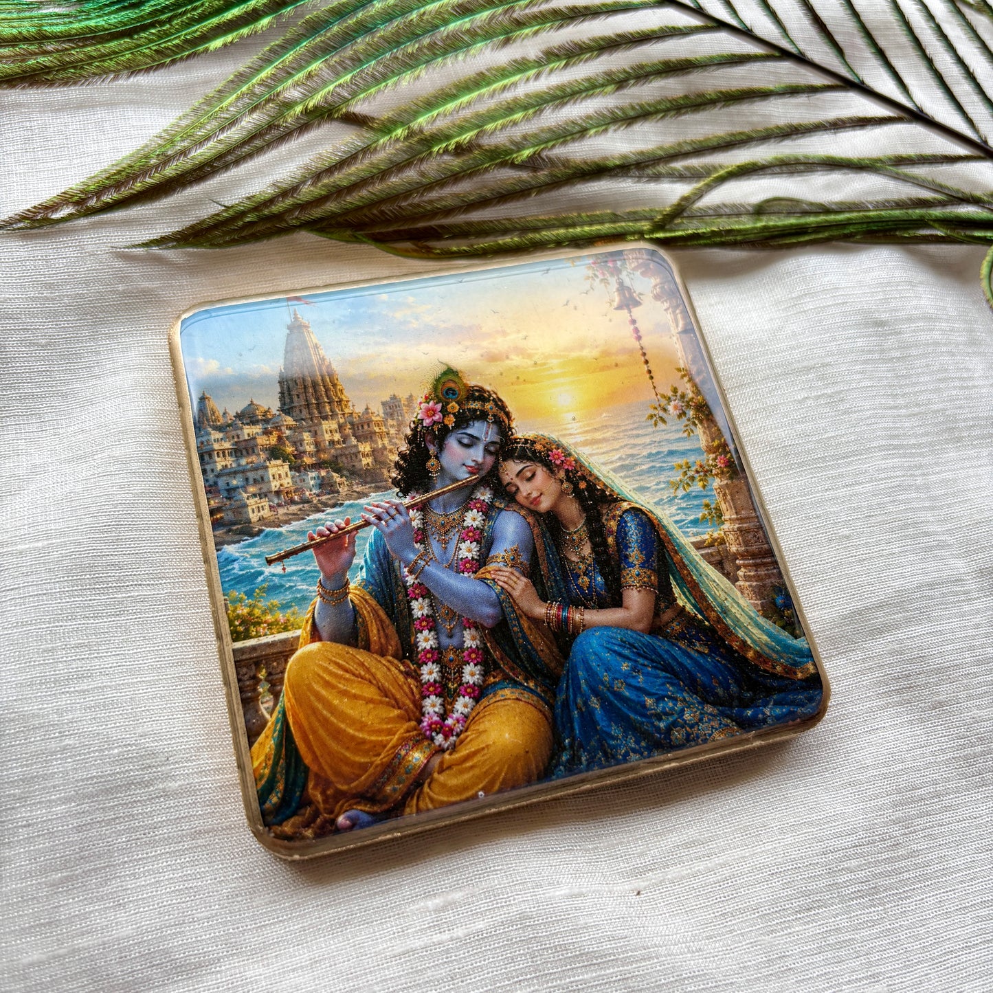 Dwarka Sunrise Resin Fridge Magnet