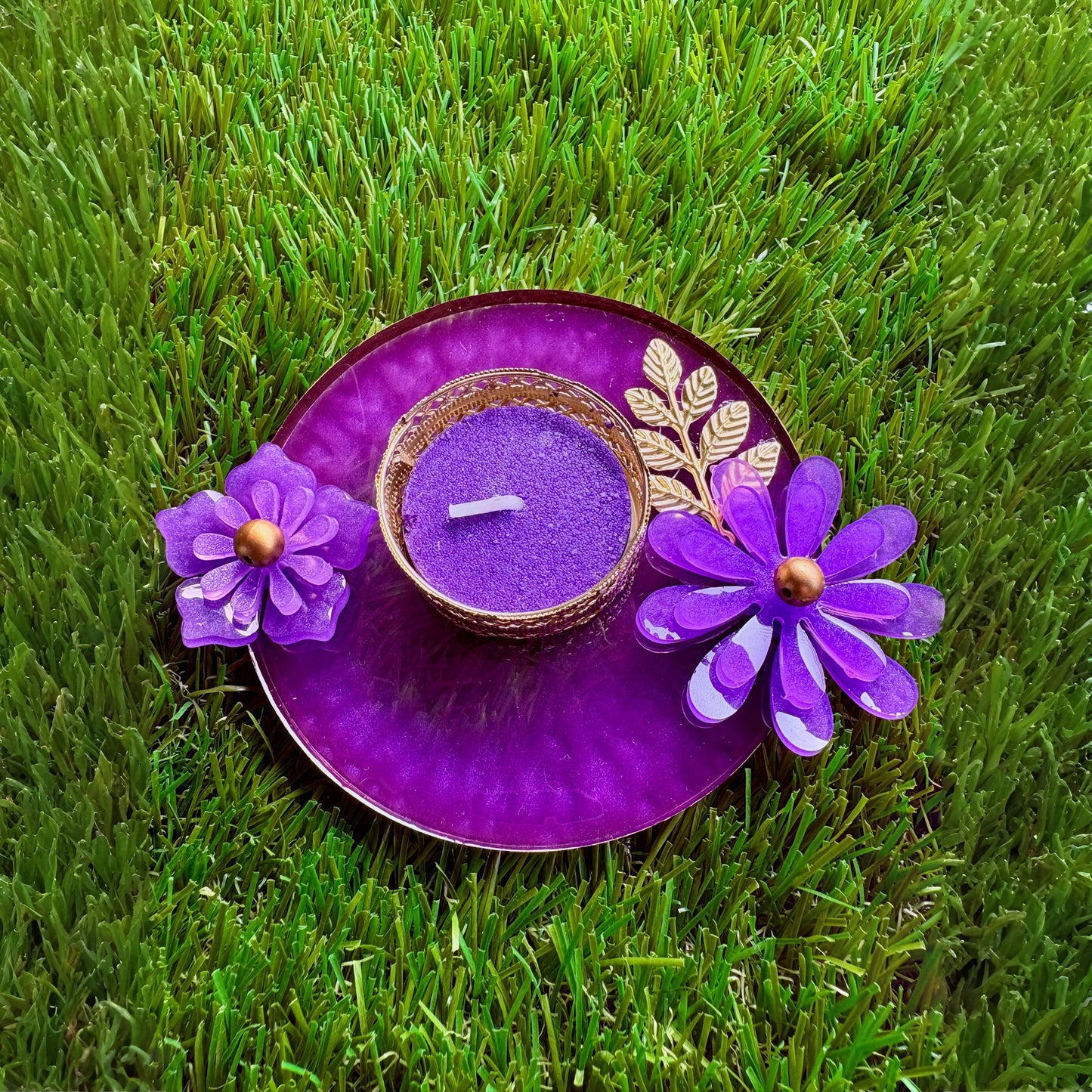 Violet Glow T-Light Candle Holder