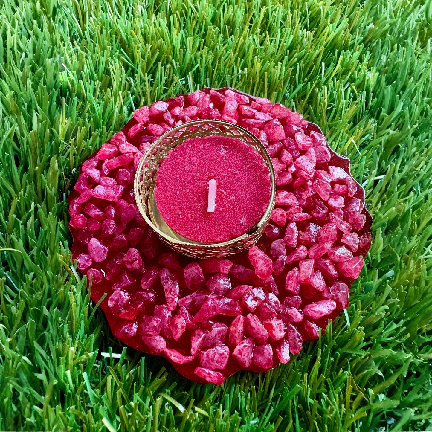 Ruby Stone T-Light Candle Holder