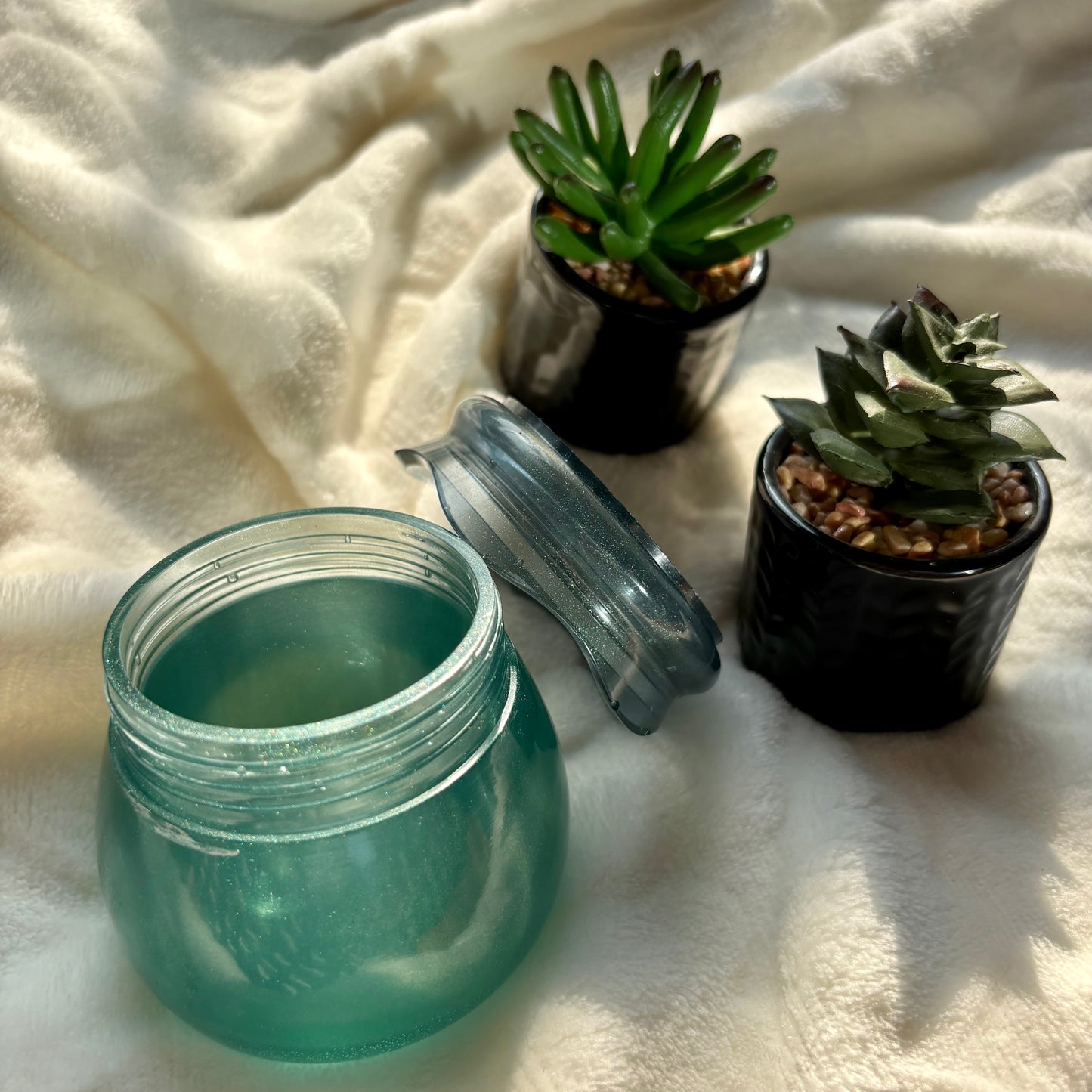 Teal Mirage Resin Jar