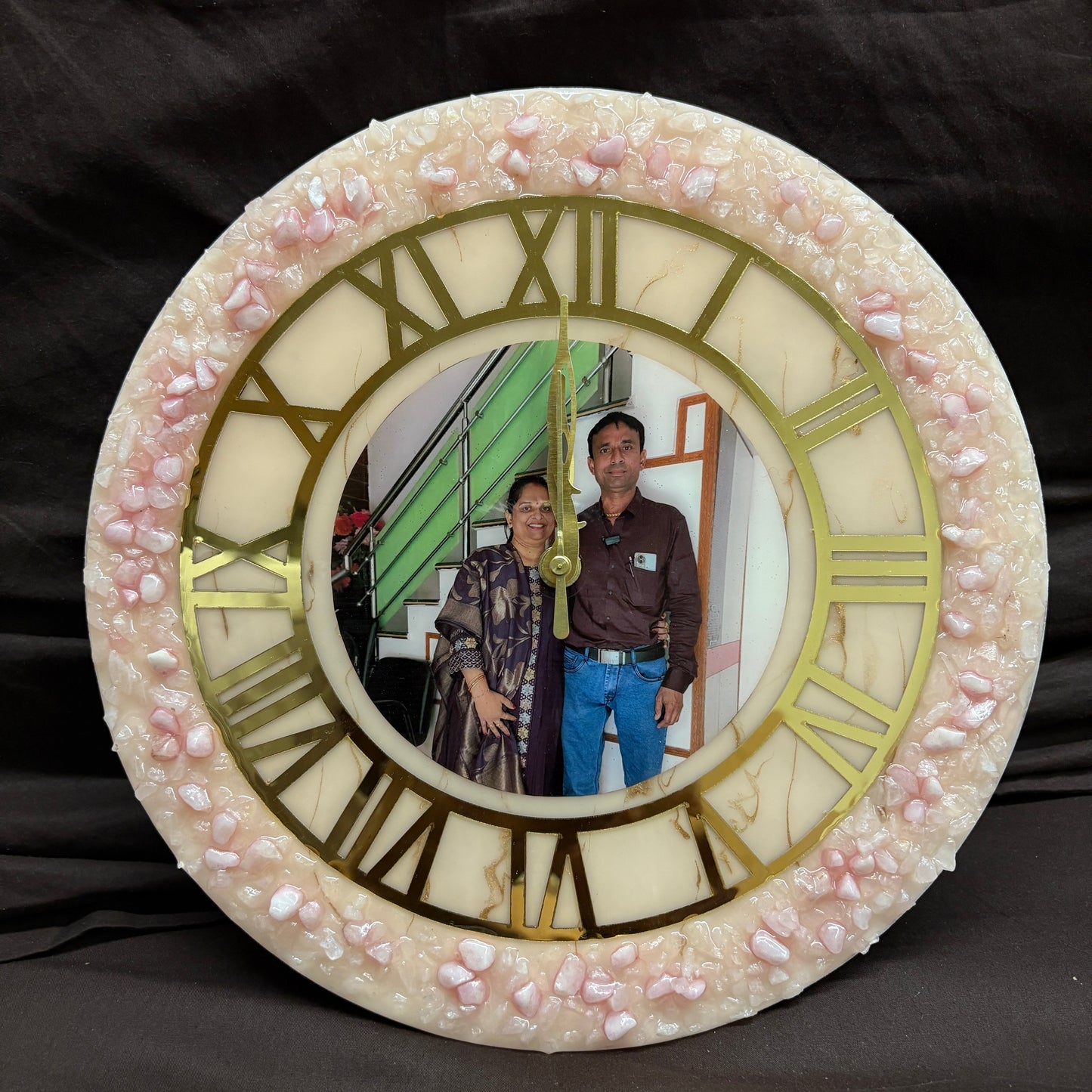 Rosy Glow Resin Clock