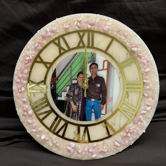 Rosy Glow Resin Clock