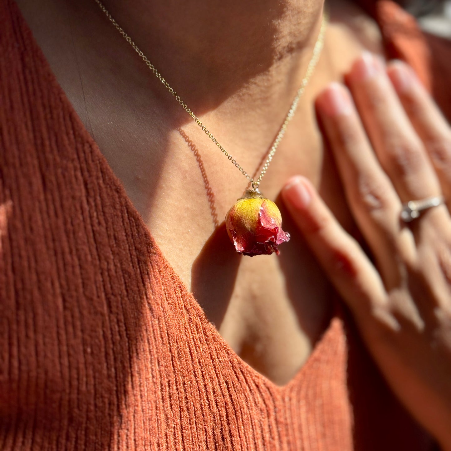 Amber Rosebud Necklace