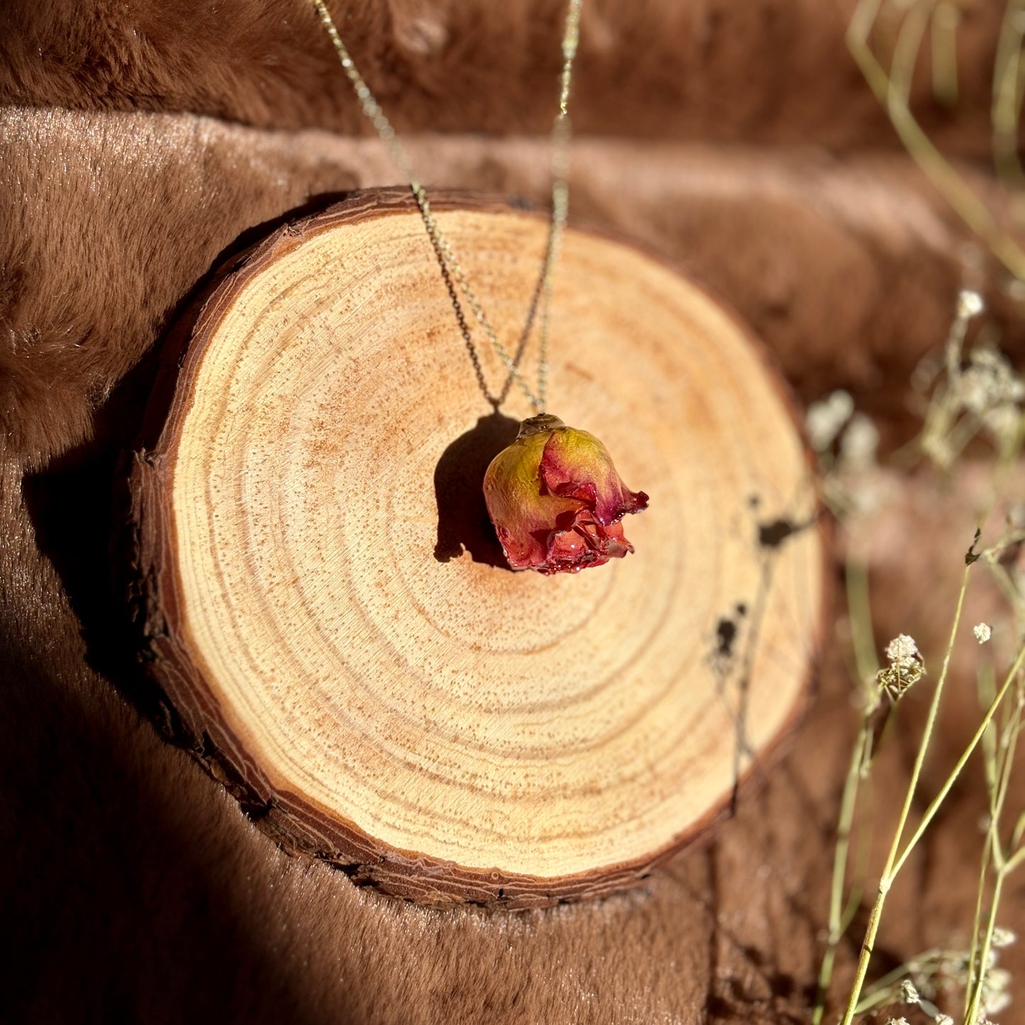 Amber Rosebud Necklace