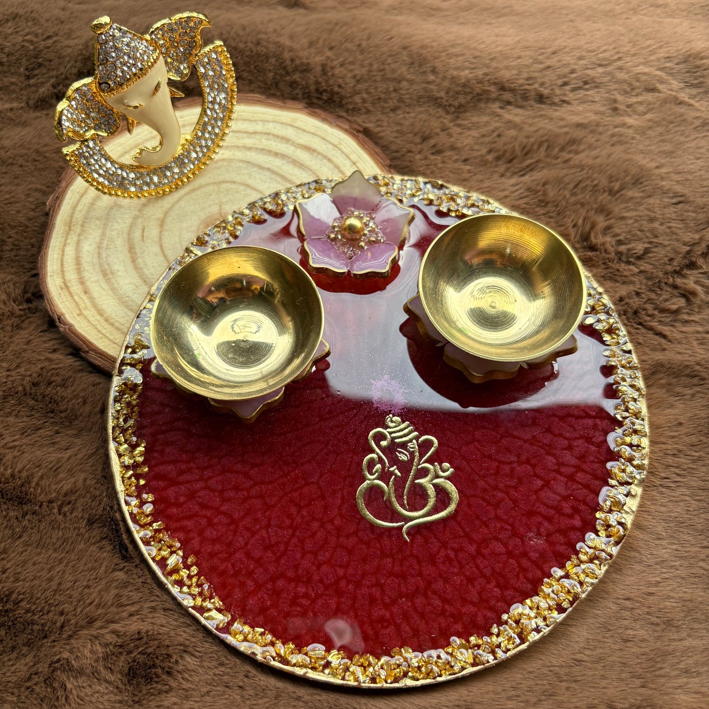 Red Aura Tilak Plate