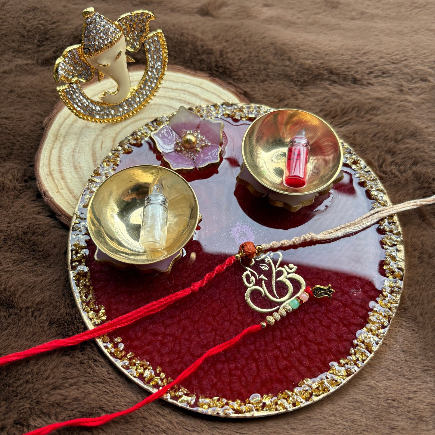 Red Aura Tilak Plate