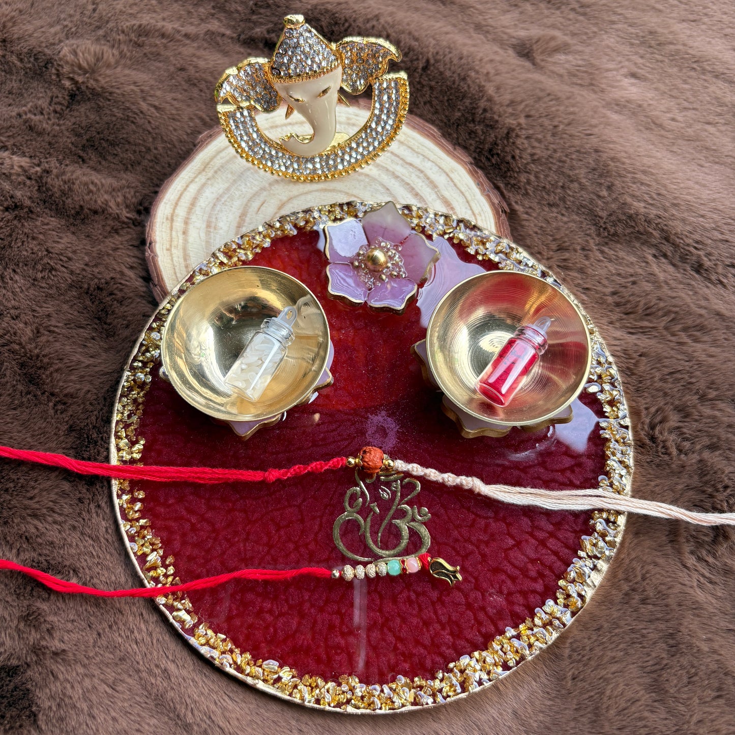 Red Aura Tilak Plate