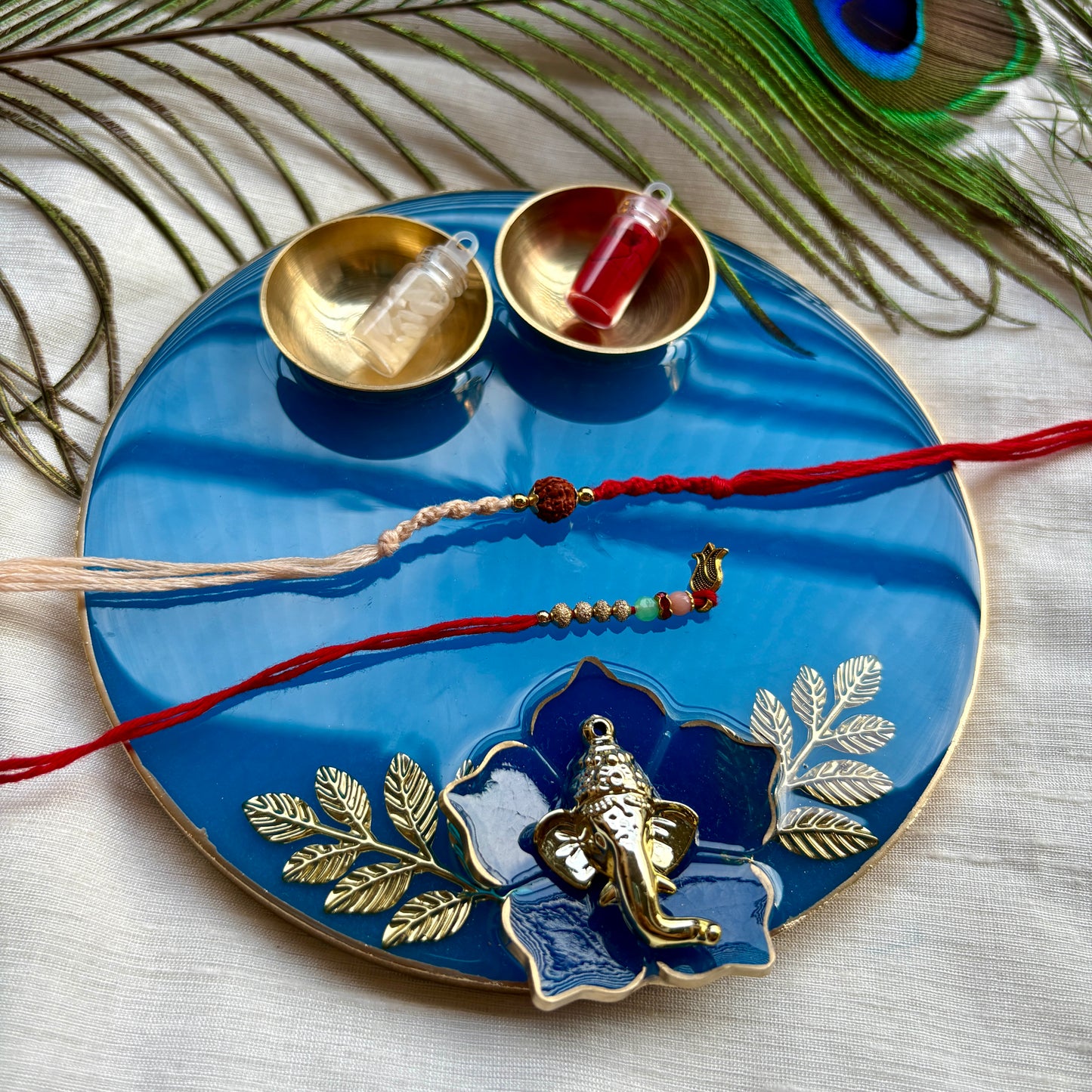 Blue Blossom Tilak Plate