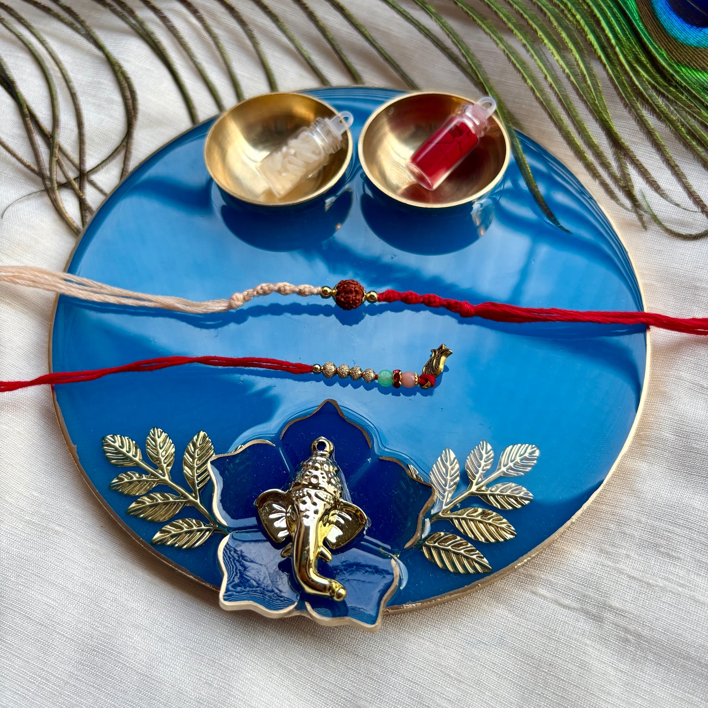 Blue Blossom Tilak Plate