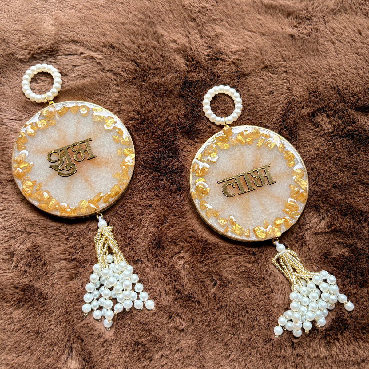 Golden Pearl Resin Shubh Labh Hanging