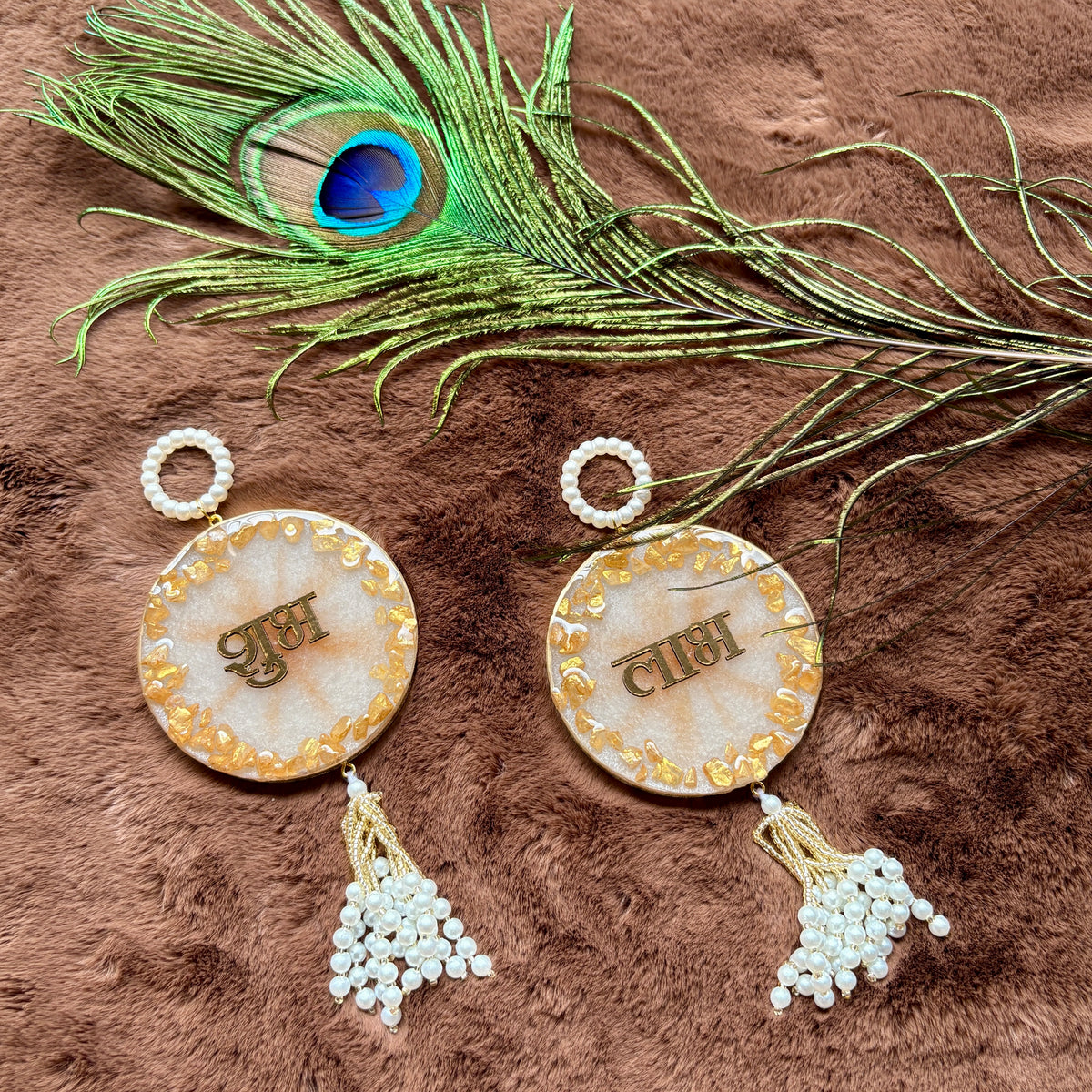 Golden Pearl Resin Shubh Labh Hanging