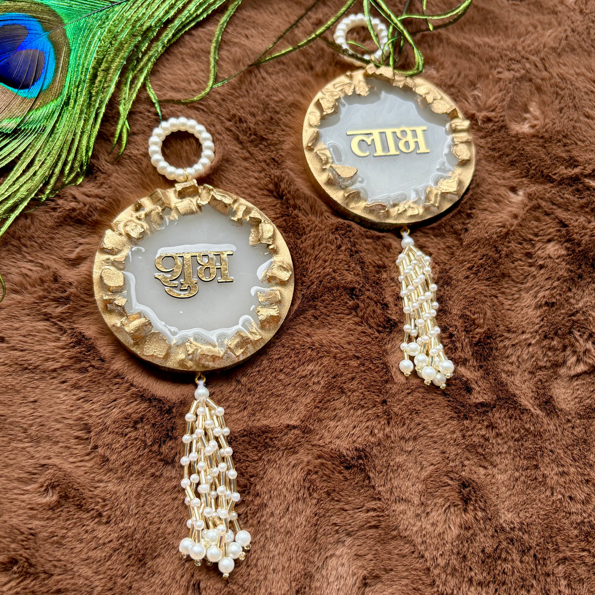 Golden Pearl Resin Shubh Labh Hanging