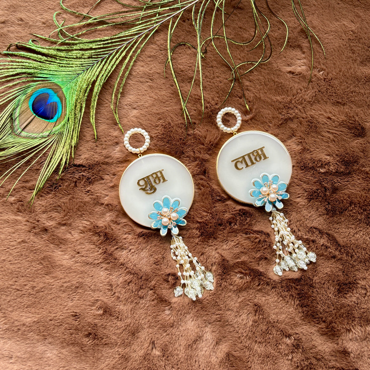 Blue Blossom Resin Shubh Labh Hanging