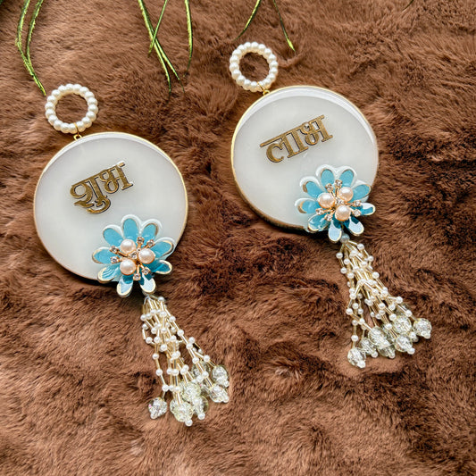 Blue Blossom Resin Shubh Labh Hanging