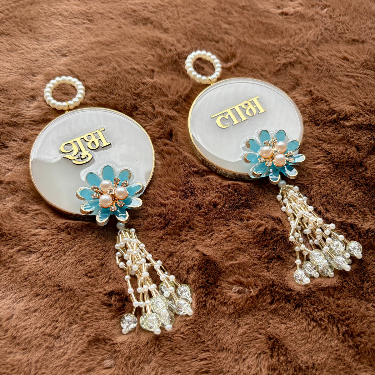 Blue Blossom Resin Shubh Labh Hanging