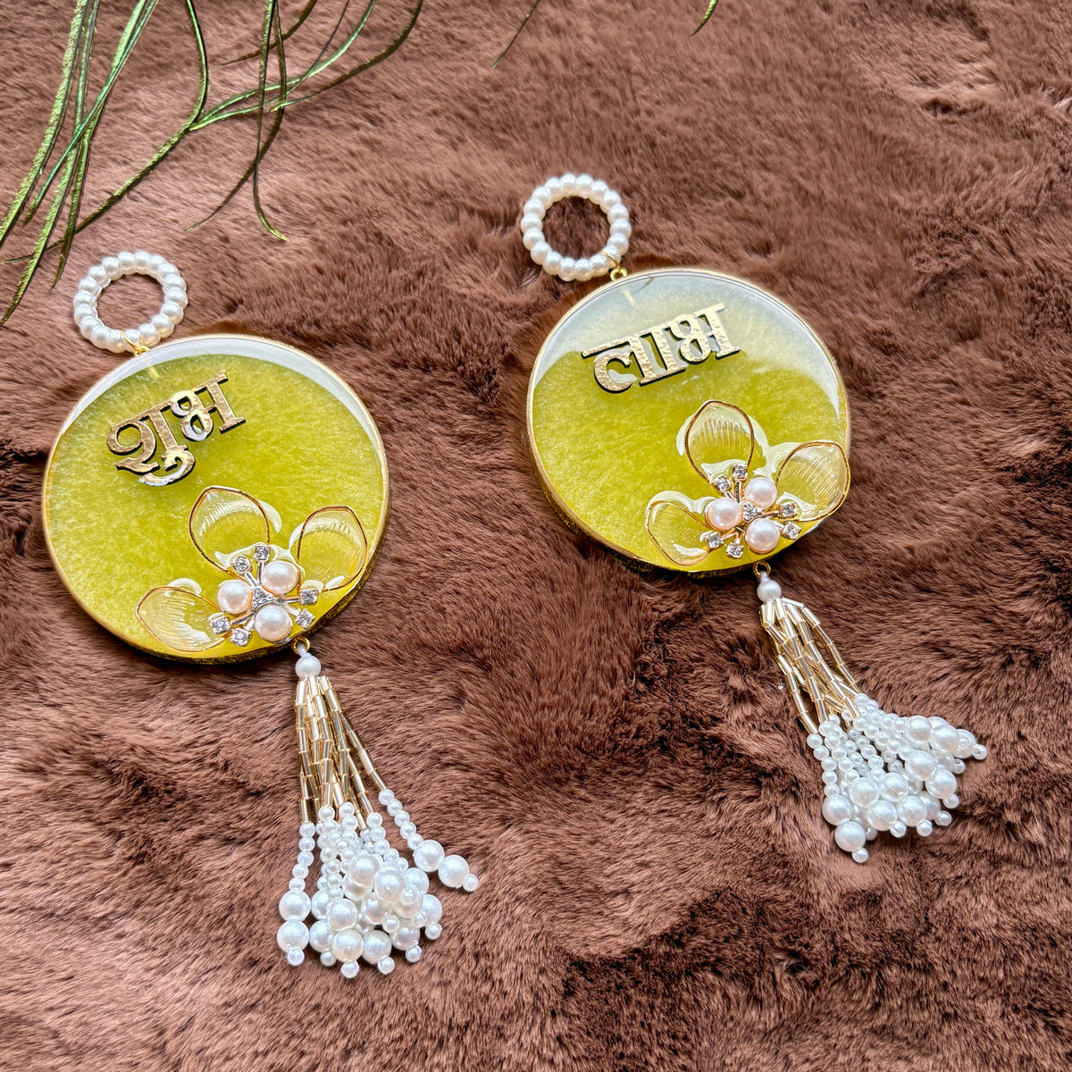 Golden Bloom Resin Shubh Labh Hanging