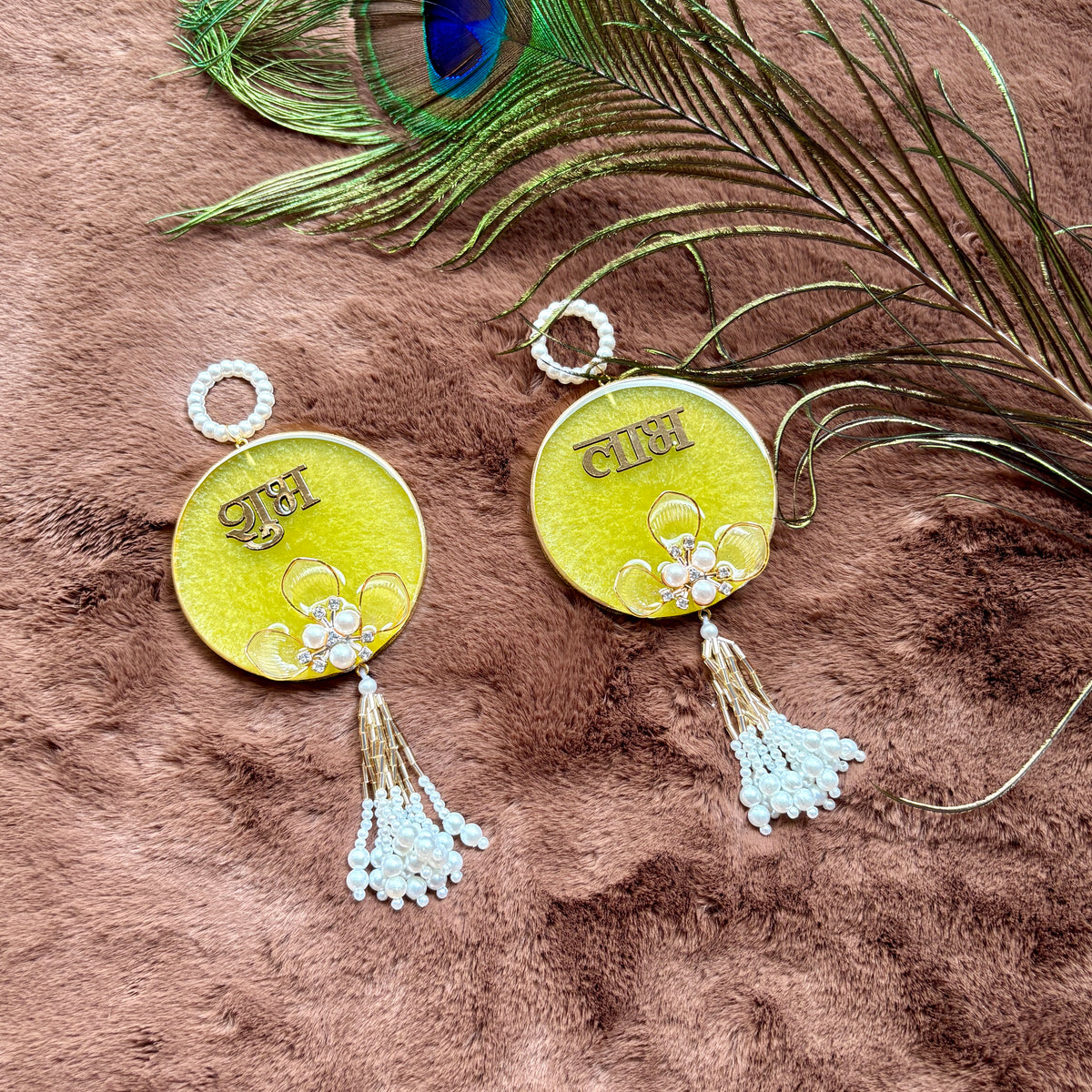 Golden Bloom Resin Shubh Labh Hanging