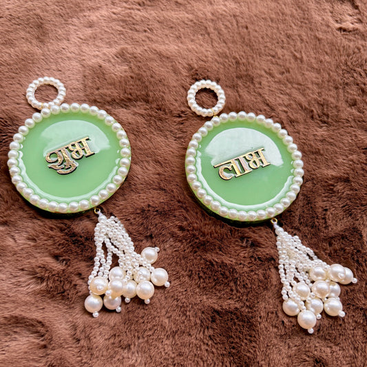 Emerald Pearl Resin Shubh Labh Hanging