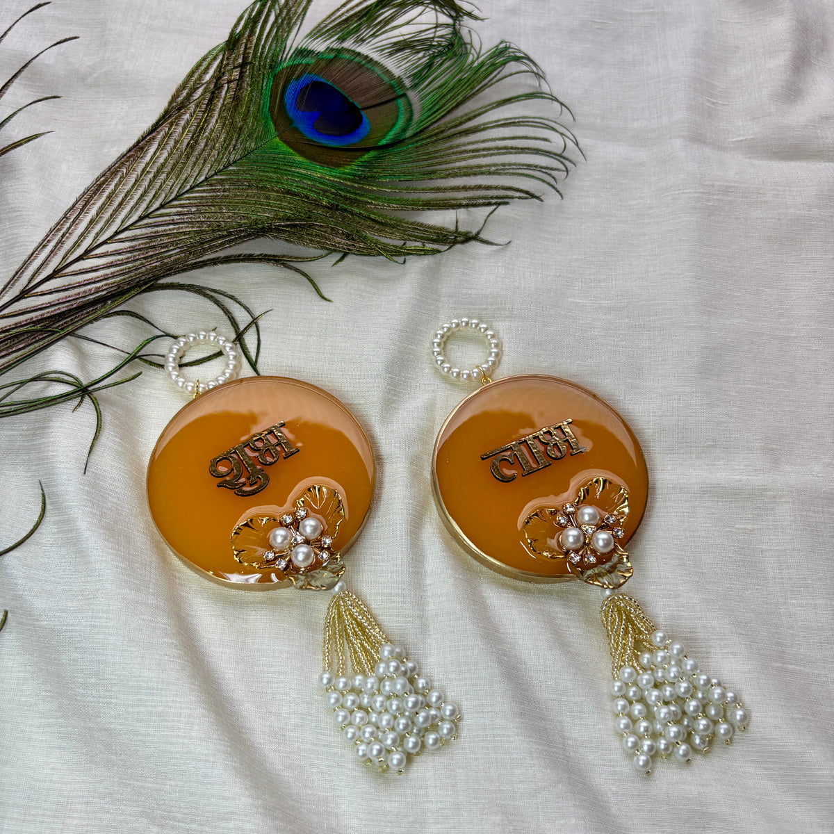 Golden Amber Resin Shubh Labh Hanging