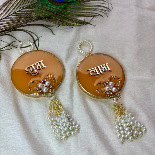 Golden Amber Resin Shubh Labh Hanging