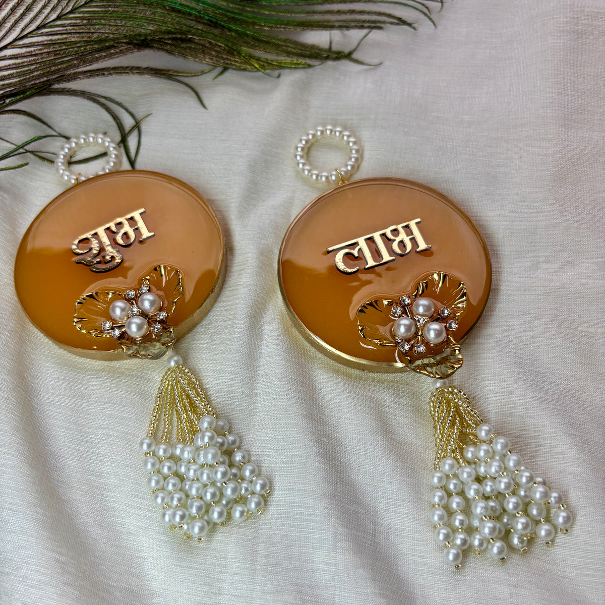Golden Amber Resin Shubh Labh Hanging