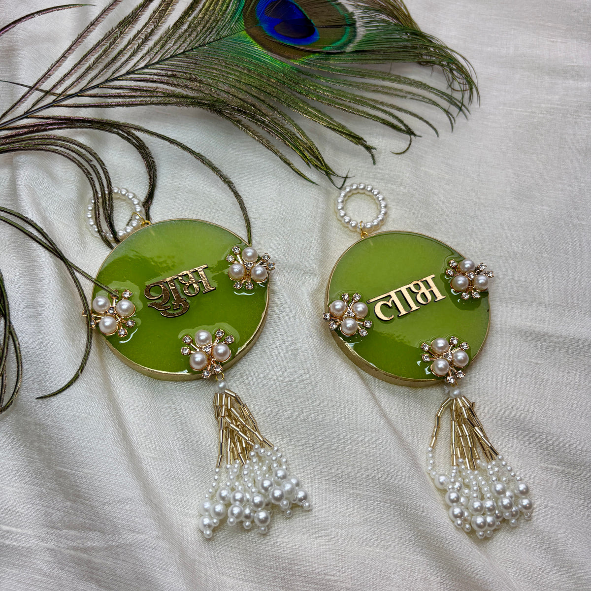 Olive Pearl Resin Shubh Labh Hanging