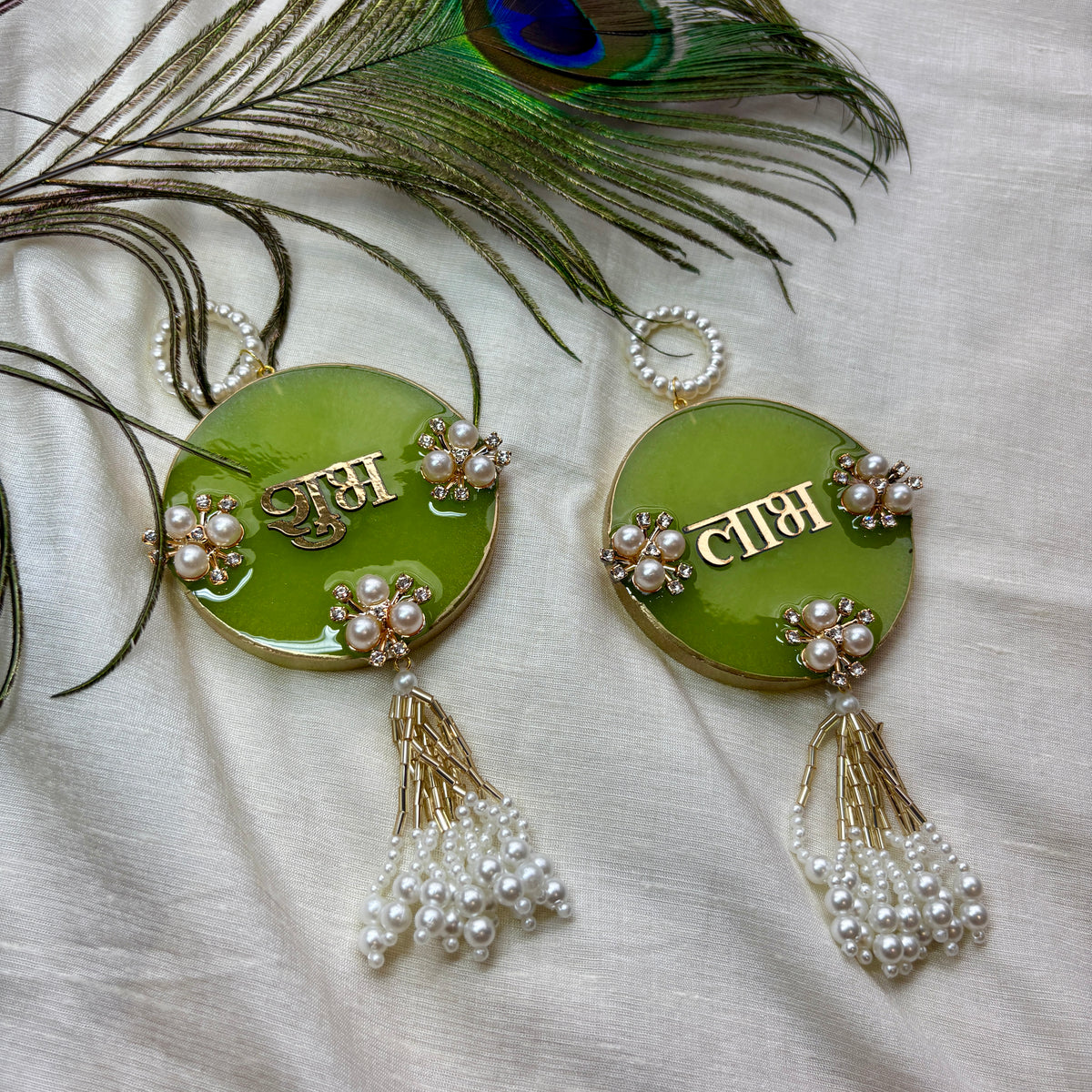 Olive Pearl Resin Shubh Labh Hanging