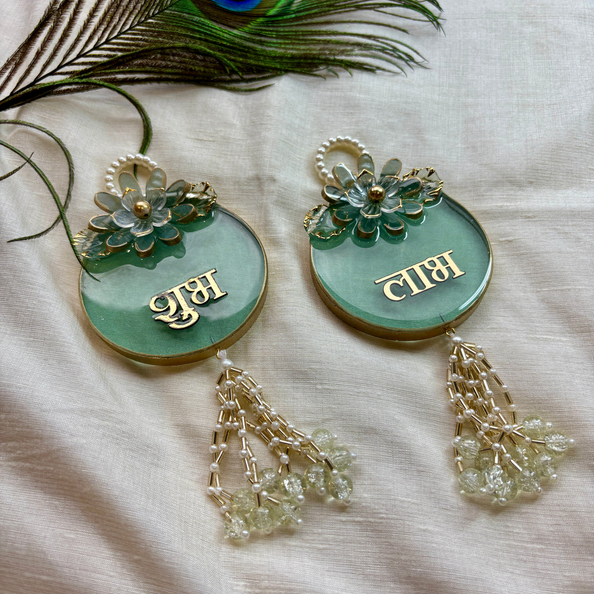 Emerald Bloom Resin Shubh Labh Hanging