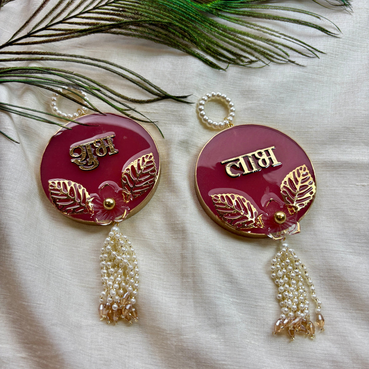 Ruby Leaf Resin Shubh Labh Hanging