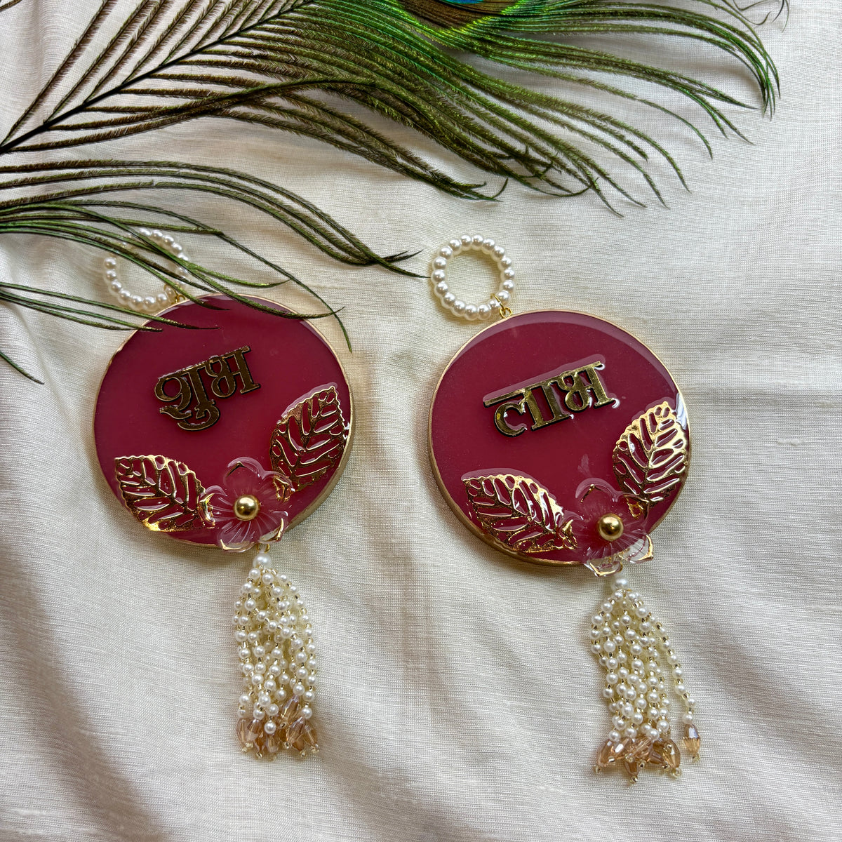 Ruby Leaf Resin Shubh Labh Hanging